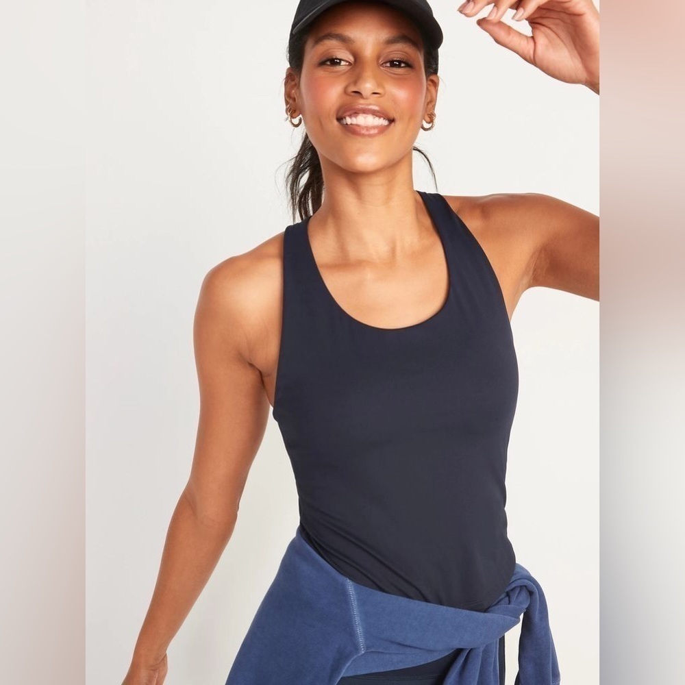 NWT! Navy PowerSoft Cropped Shelf-Bra Tank Top for Women - Multiple Sizes 🏃♀️